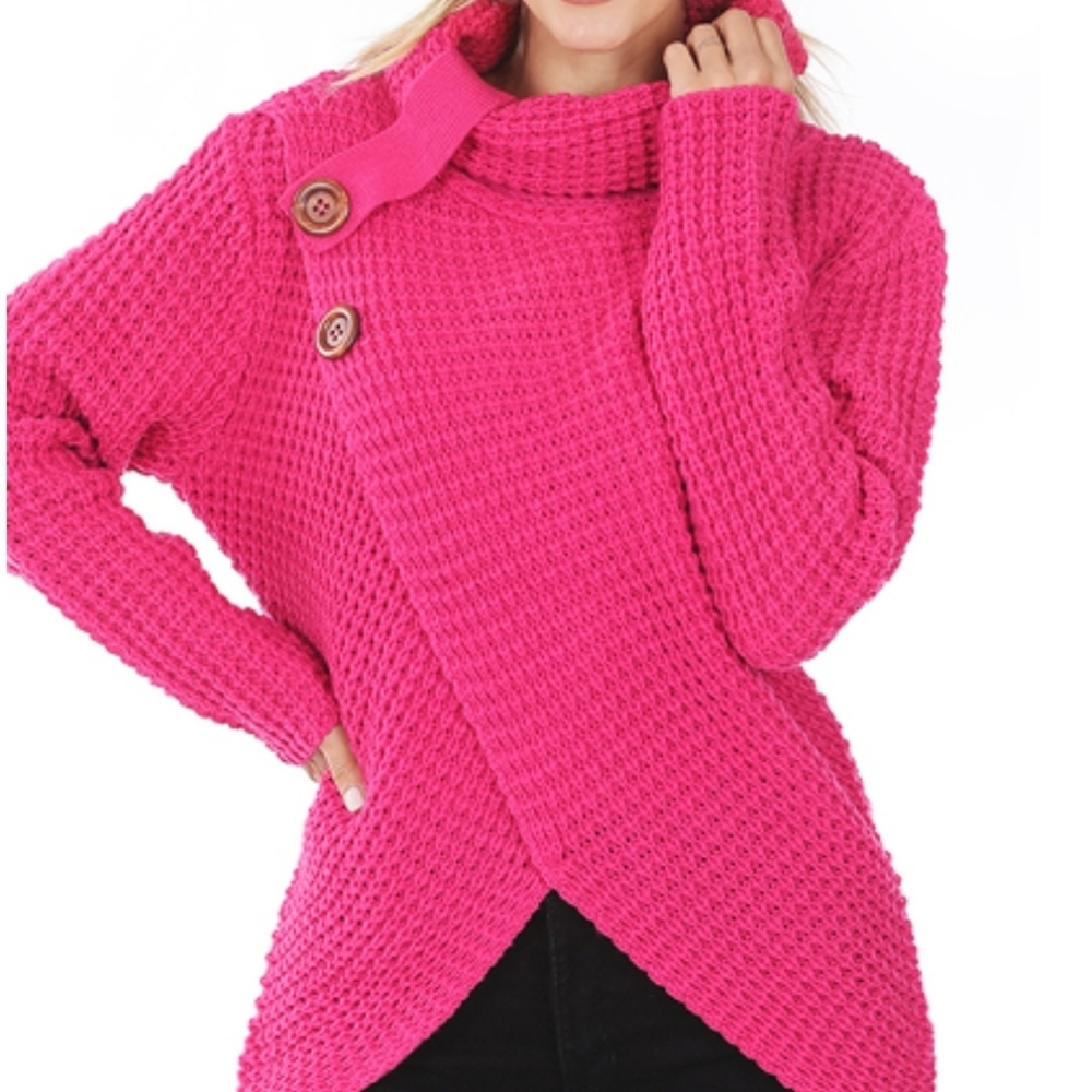 Waffle Knit Slouch neck sweater